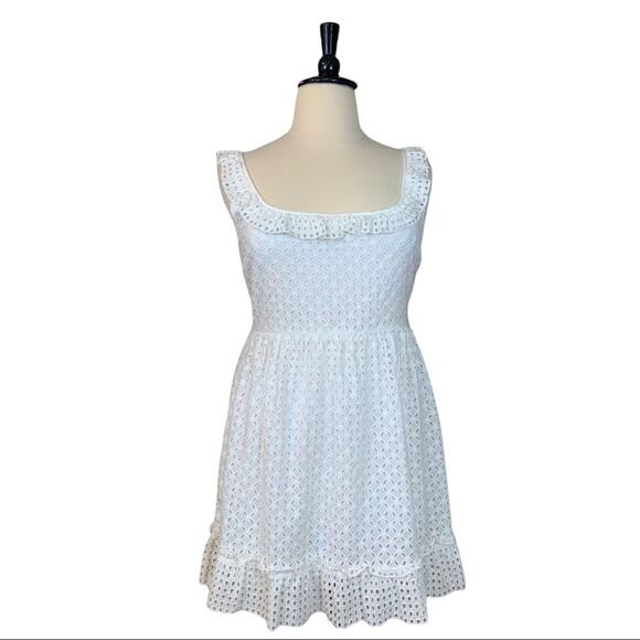 Lulu’s White Eyelet Lace Square Scoop Neck Sleeveless Sundress Women's Size XL - Picture 1 of 12